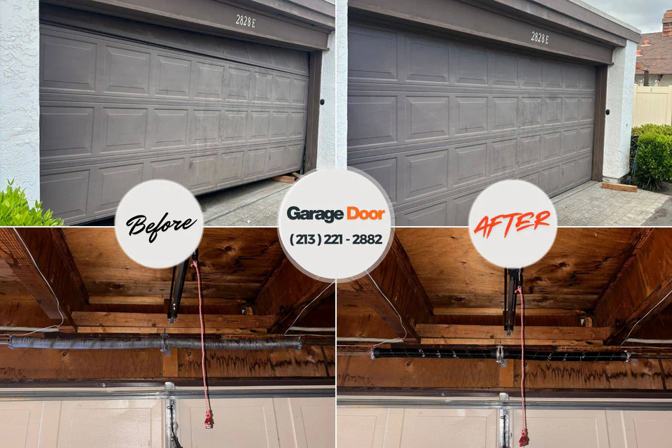 Before and after: garage door repair 27526